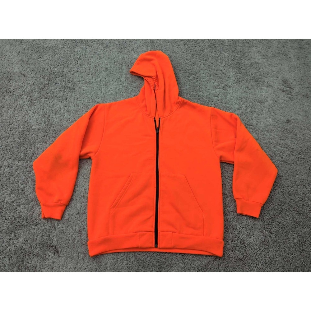 Cabela's Full Zip Hoodie Mens Medium Orange Long Sleeve High Visibility Outdoor